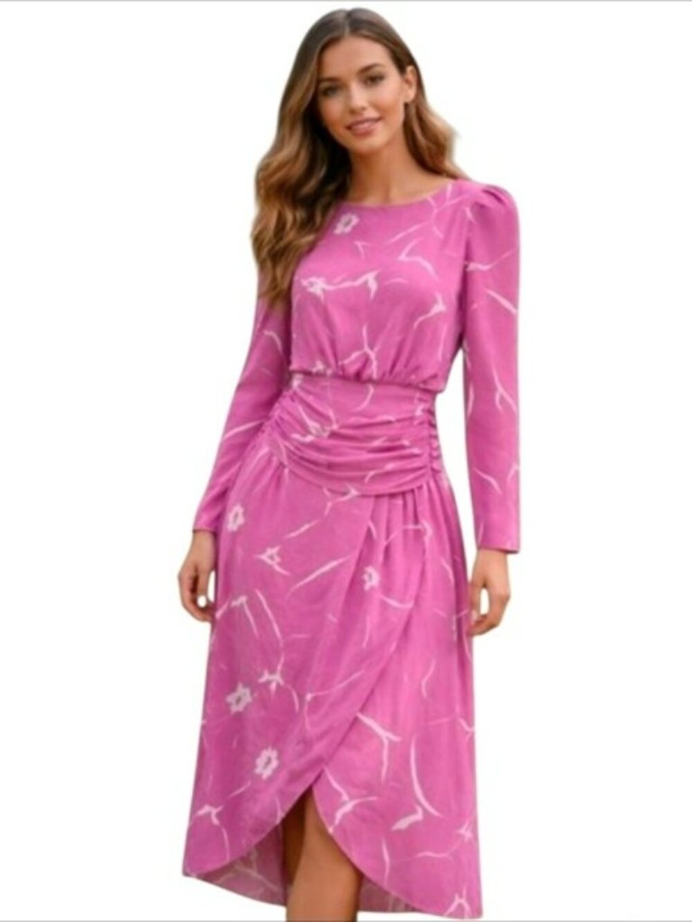 Jody California Women's Vintage Midi Dress Size 5 6 Pink White 70s 80s Retro
